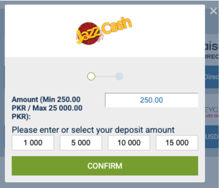 jazz cash deposit 1xBet