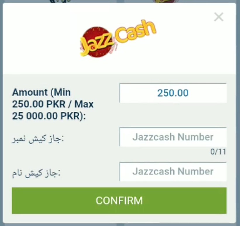 JazzCash withdrawal 1xBet