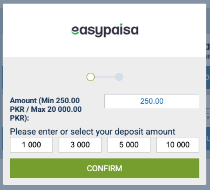EasyPaisa fast deposit 1xBet