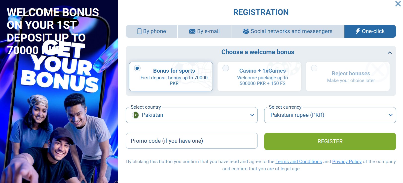 1xBet Register One-Click